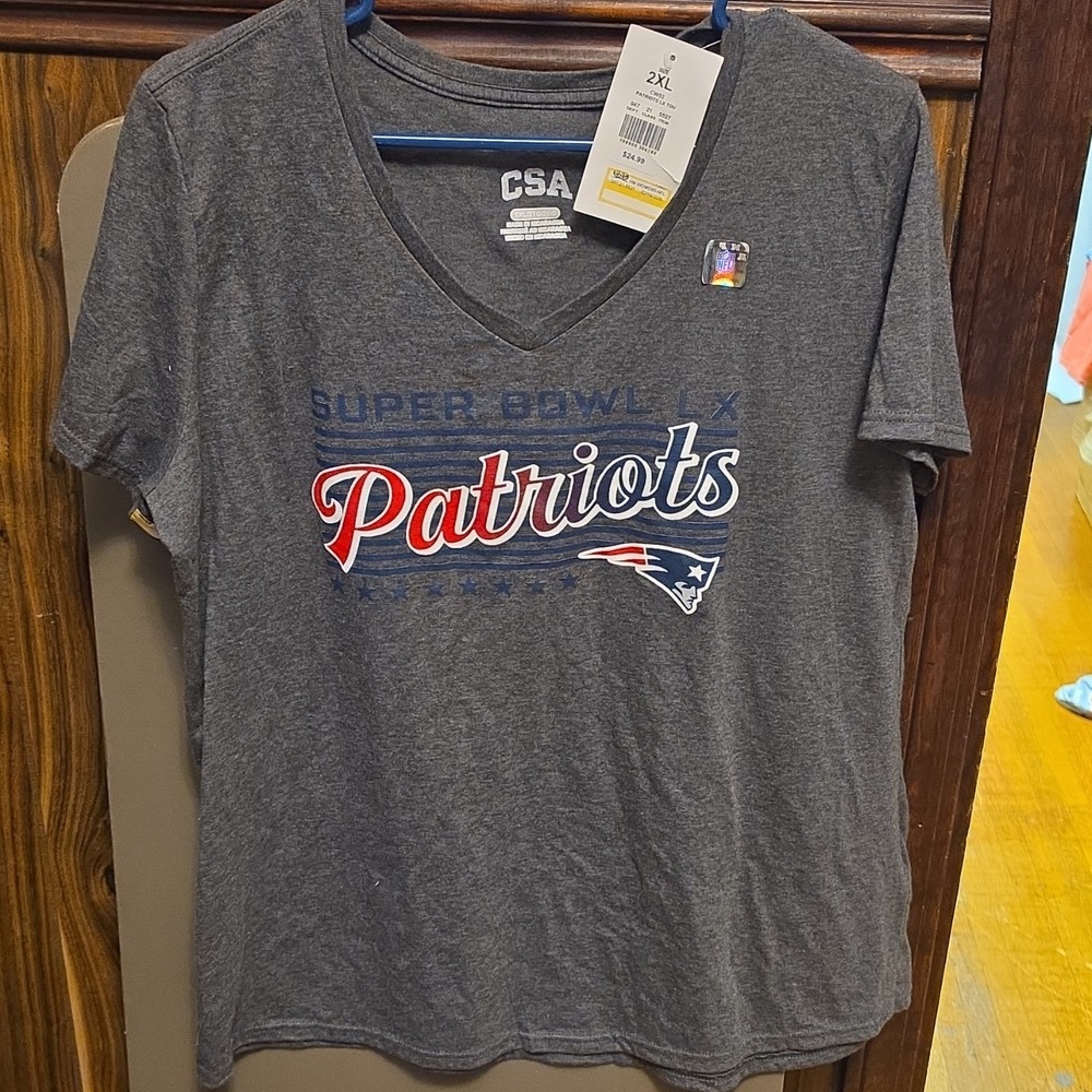 CSA New England Patriots Super‎ Bowl NFL Women's 2XL Gray Shirt Football